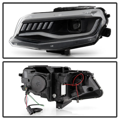Spyder Chevy Camaro 16-18 Halogen Model Full LED Headlights Black PRO-YD-CCAM16HALAP-SEQ-BK 5087317
