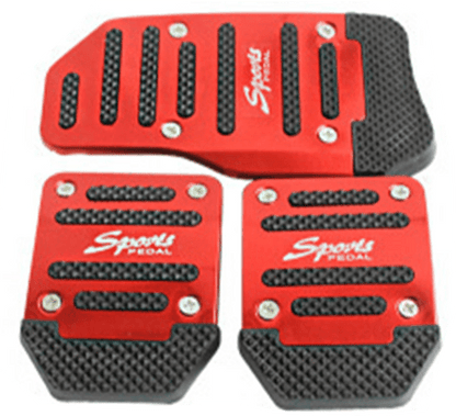 3Pcs/Set Universal Aluminum Manual Transmission Non-Slip Car Pedal Cover Set Kit Pedals Red Blue Silver Car Vehicle Sports Accelerator Brake No Drill Non-Slip Performance Car Rest Pedal Brake Auto Sports Gas Fuel Petrol Clutch Brake Pad Auto Accessories