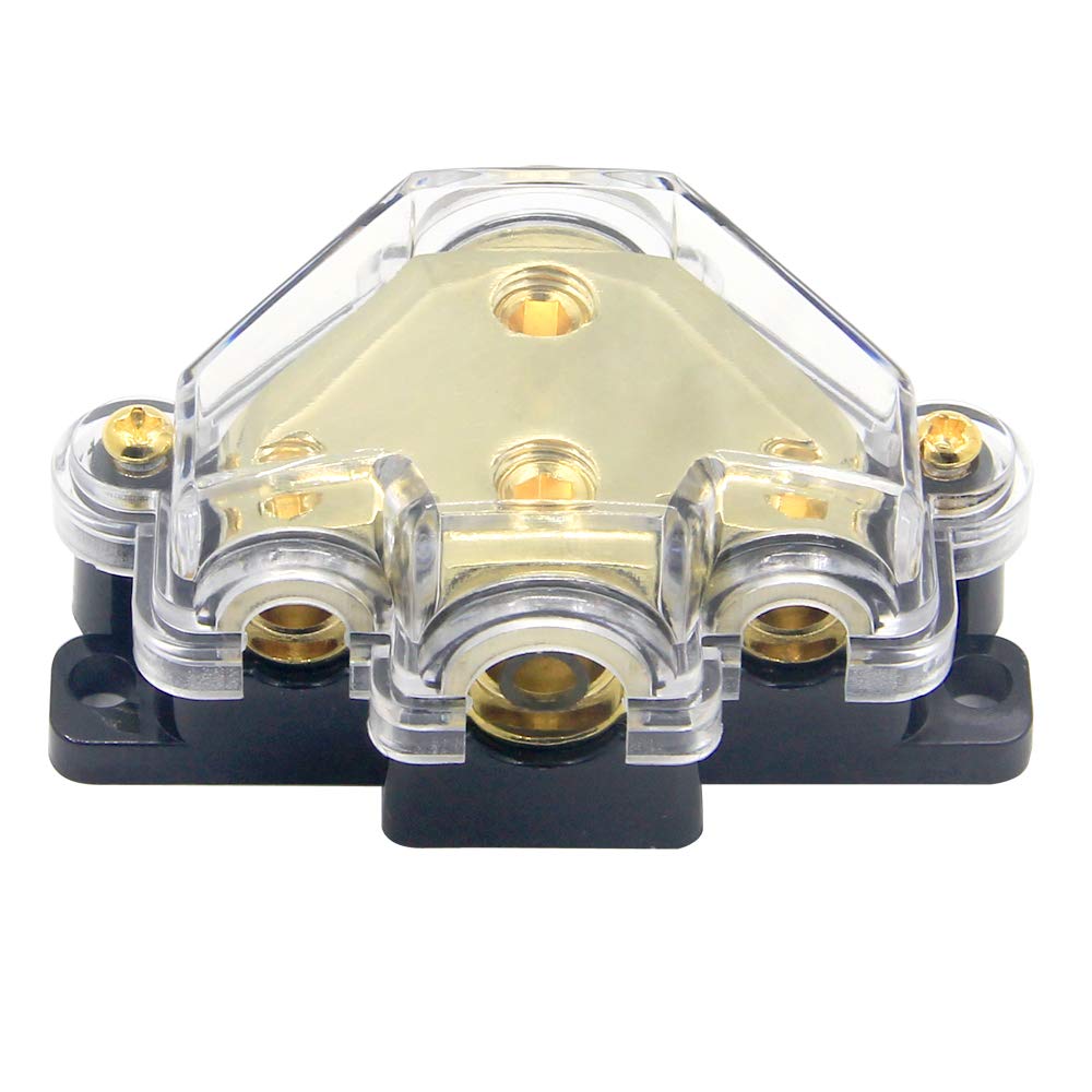 3 Way Power/Ground Distribution Block 2 AWG In, 2x 8 AWG Out, 1x 4 AWG Out