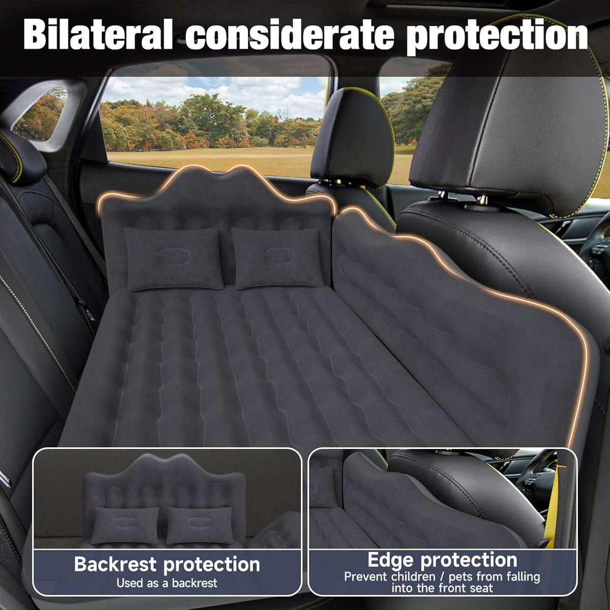Thicken Backseat SUV/Car/Truck Air Mattress Air Bed Inflatable SUV Truck Mattress -24'' Width/Black