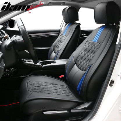2016-2021 Honda Civic Seat Covers PU Leather Car Cushion w/ Lumbar
