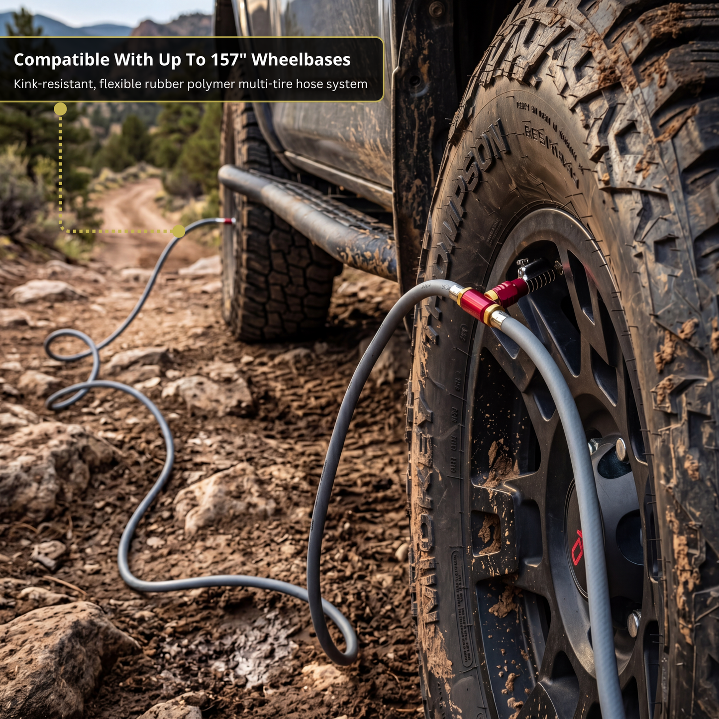 Rapid 4-Tire Inflation/Deflation System with Lightning™ Air Chucks | Multi-Tire Inflator/Deflator 4-Way Hose Kit for Off Road 4x4