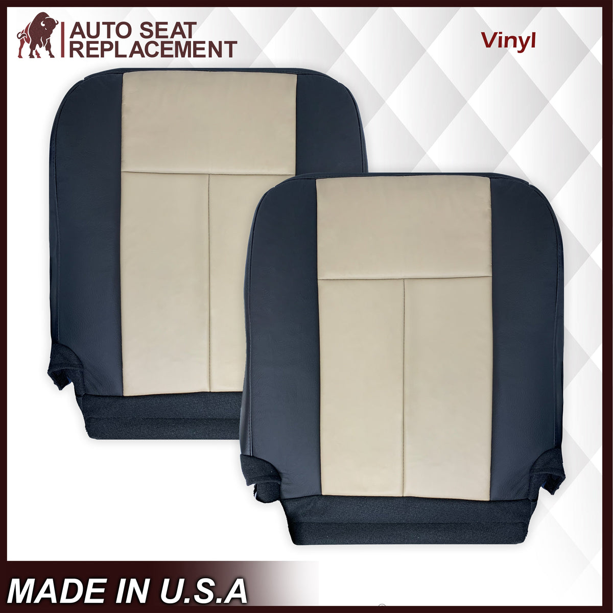 2007 2008 Ford Expedition Eddie Bauer Driver Or Passenger Side Bottom Seat Cover In 2 Tone Tan (Tan- Black)