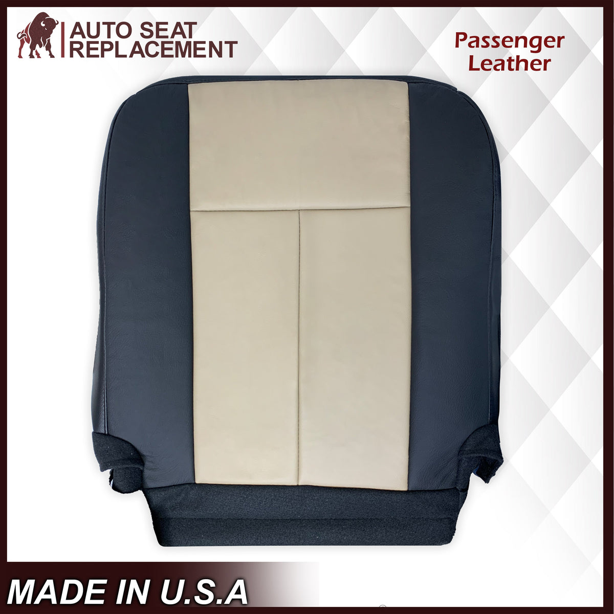 2007 2008 Ford Expedition Eddie Bauer Driver Or Passenger Side Bottom Seat Cover In 2 Tone Tan (Tan- Black)