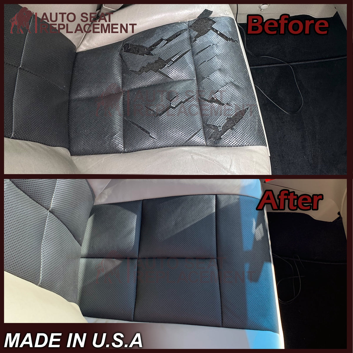2007 - 2014 Lincoln Navigator Bottom Seat Cover in 2 Tone Gray & Black Leather or Vinyl