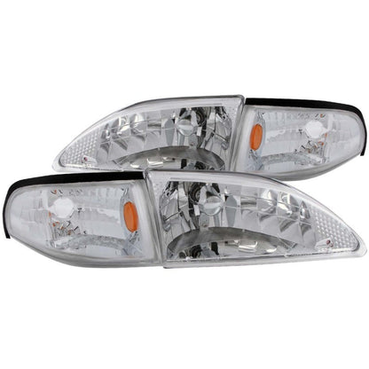 Anzo 1994-1998 Ford Mustang Crystal Headlights Chrome