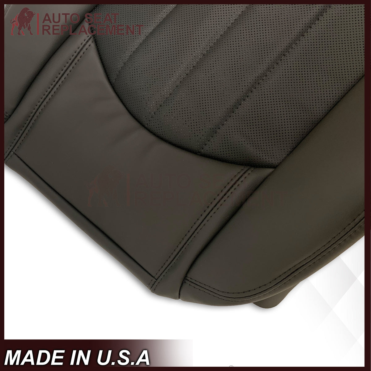 2007-2012 GMC Acadia Denali Driver or Passenger Bottom Perforated Seat Cover in Black: Choose Leather or Vinyl