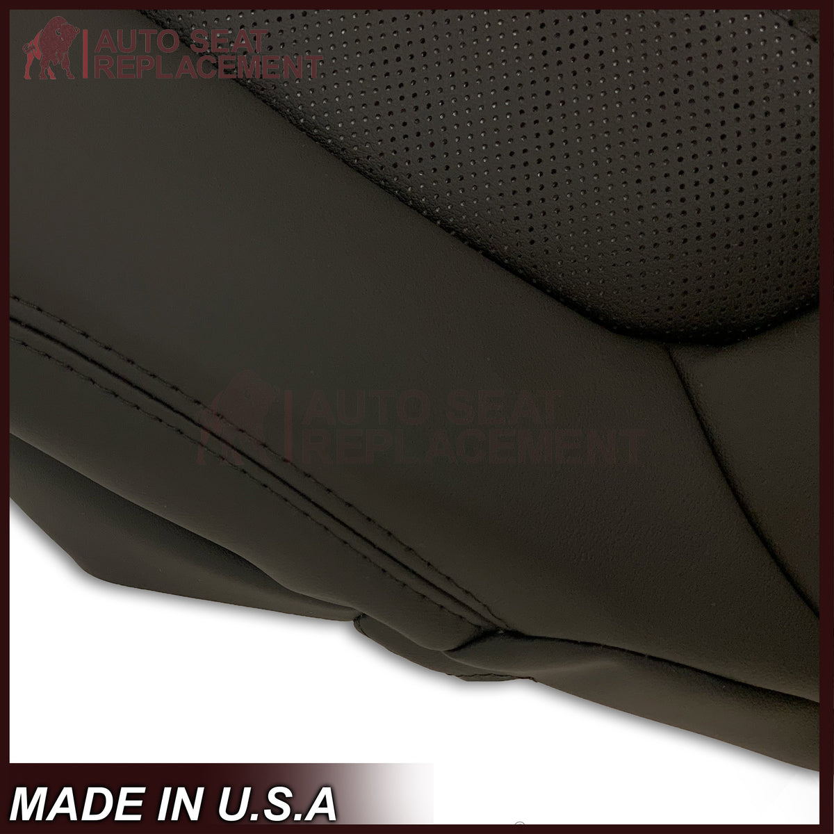 2007-2012 GMC Acadia Denali Driver or Passenger Bottom Perforated Seat Cover in Black: Choose Leather or Vinyl
