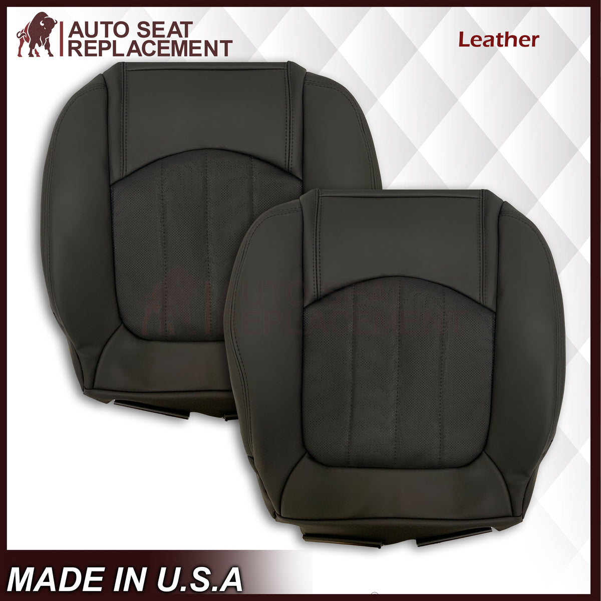 2008-2012 Buick Enclave Driver or Passenger Bottom Perforated Seat Cover in Black: Choose Leather or Vinyl