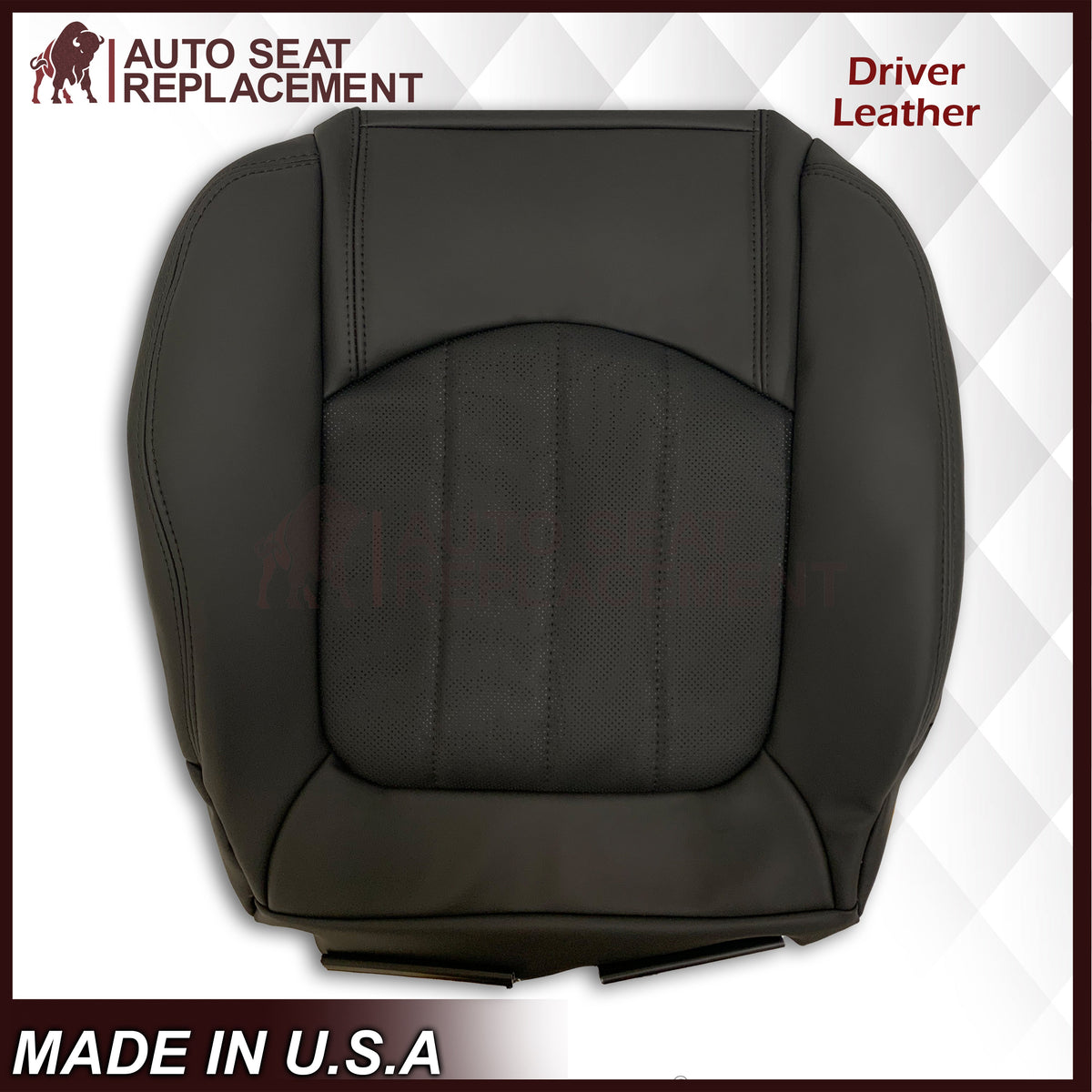 2008-2012 Buick Enclave Driver or Passenger Bottom Perforated Seat Cover in Black: Choose Leather or Vinyl