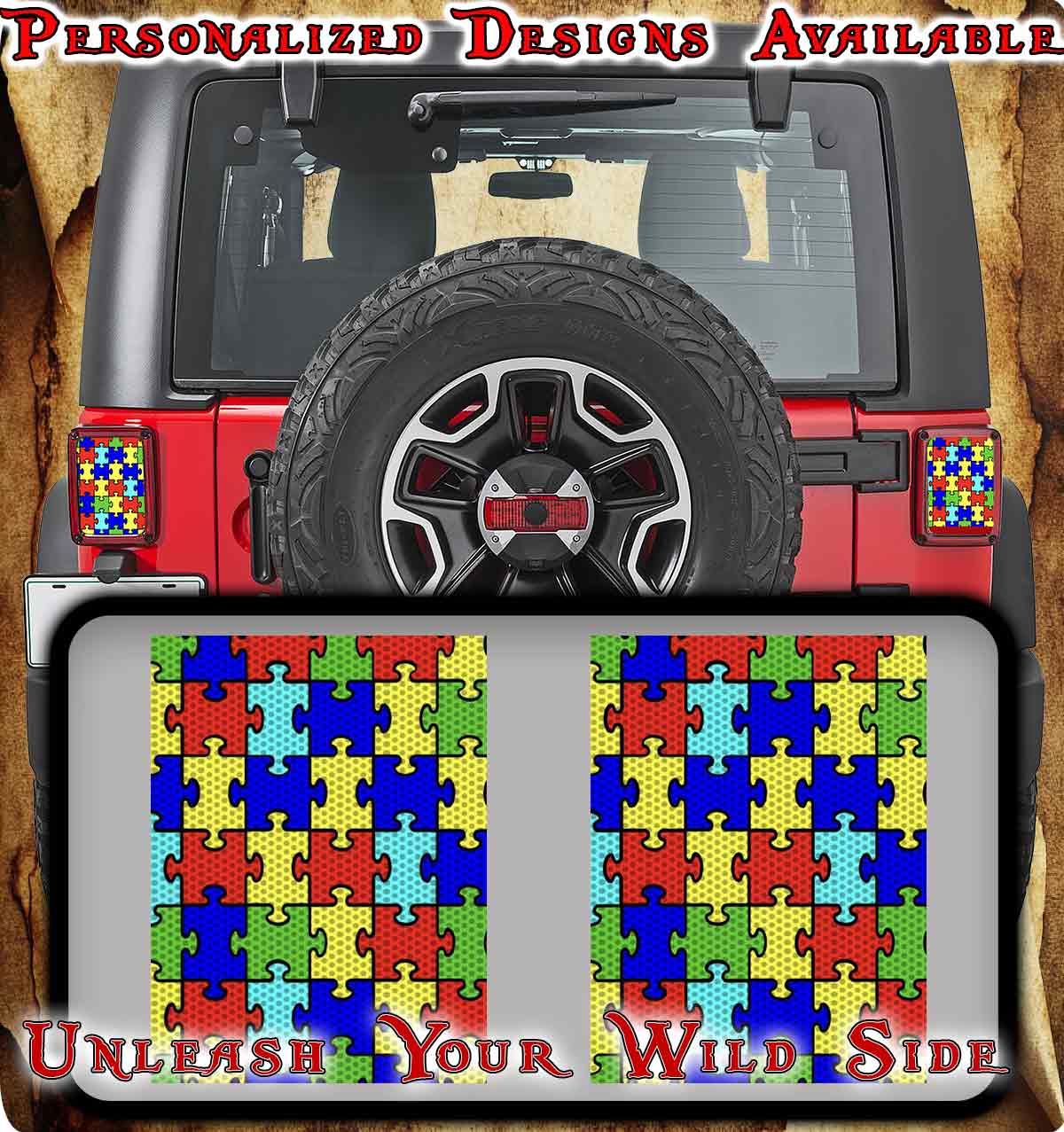 Autism puzzle taillight cover decal 40