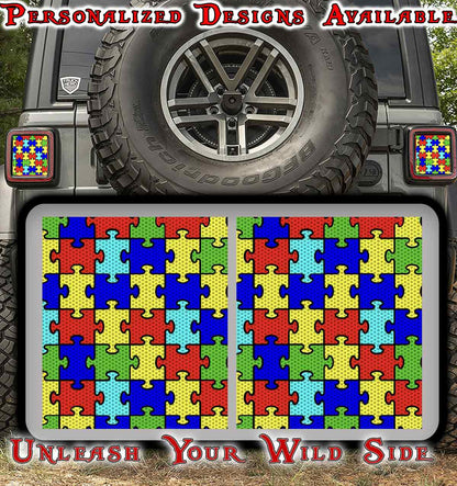 Autism puzzle taillight cover decal 40