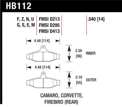 Hawk 84-96 Corvette /88.5-97 Pontiac Firebird HP+ Street Rear Brake Pad