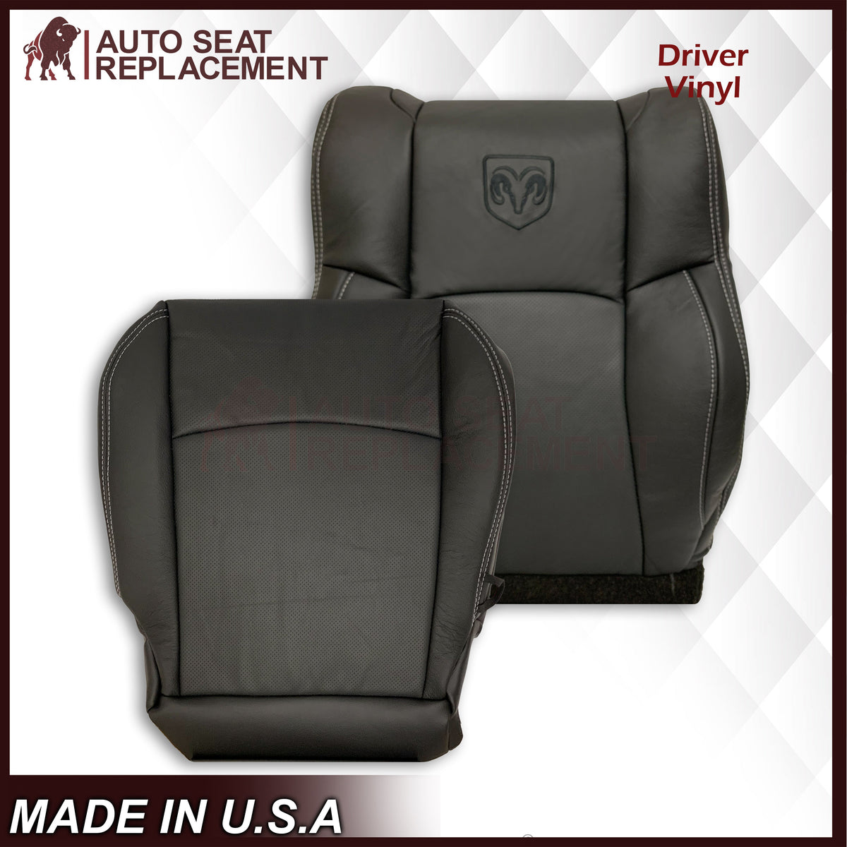 2009 - 2012 Dodge Ram 1500 2500 3500 Laramie Bottom Or Top Replacement Seat Cover in Dark Slate (Dark Gray) With Perforated Inserts