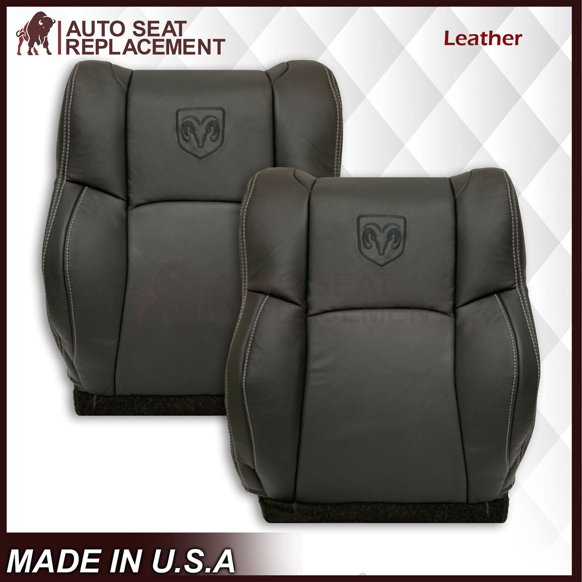 2009 - 2012 Dodge Ram 1500 2500 3500 Laramie Bottom Or Top Replacement Seat Cover in Dark Slate (Dark Gray) With Perforated Inserts