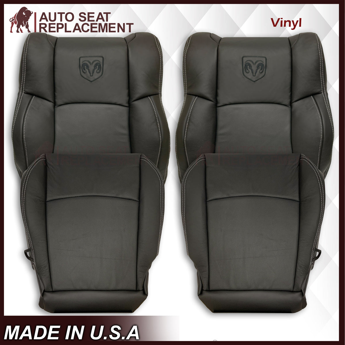 2009 - 2012 Dodge Ram 1500 2500 3500 Laramie Bottom Or Top Replacement Seat Cover in Dark Slate (Dark Gray) With Perforated Inserts