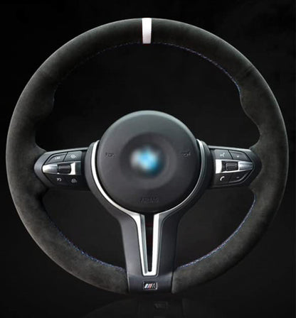 BMW F-Series Alcantara Suede Steering Wheel Cover DIY (White Stripe)