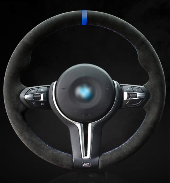 BMW F-Series Alcantara Suede Steering Wheel Cover DIY (Blue Stripe)