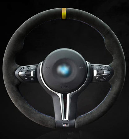 BMW F-Series Alcantara Suede Steering Wheel Cover DIY (Yellow Stripe)