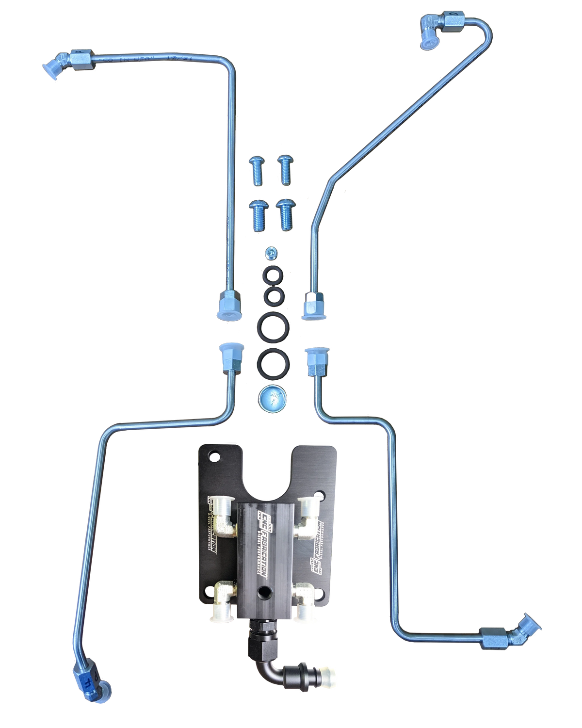 94.5-98.5 7.3L CNC Fabrication Valley Mount Fuel Line Kit For Stock Turbo