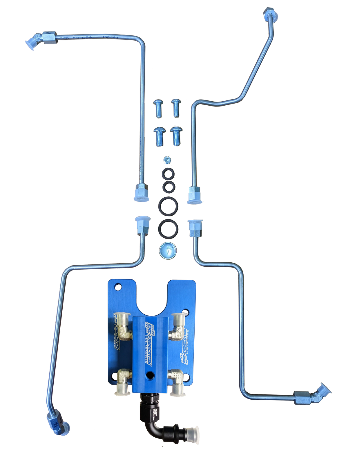 99.5-03 7.3L CNC Fab 4-Line Feed Valley Mount Fuel Line Kit