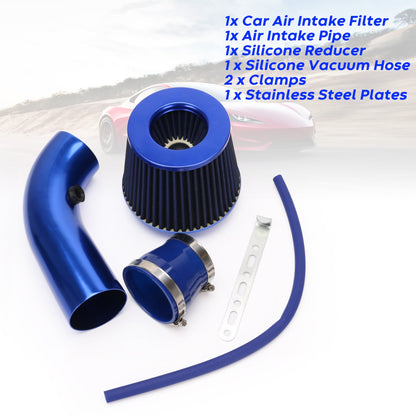 Universal 3-Inch Cold Air Intake Kit with Air Filter & Aluminum Pipe – Blue