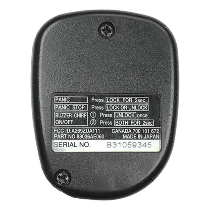 Subaru 1999-2004 OEM 2 Button Keyless Entry Remote A269ZUA111 (88035AC230 / 88035AC231)