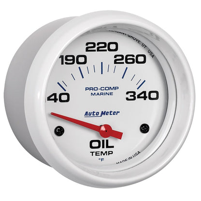 AutoMeter Marine White Air-Core Electric Oil Temperature Gauge 2-5/8in 140-300 Deg F 200765