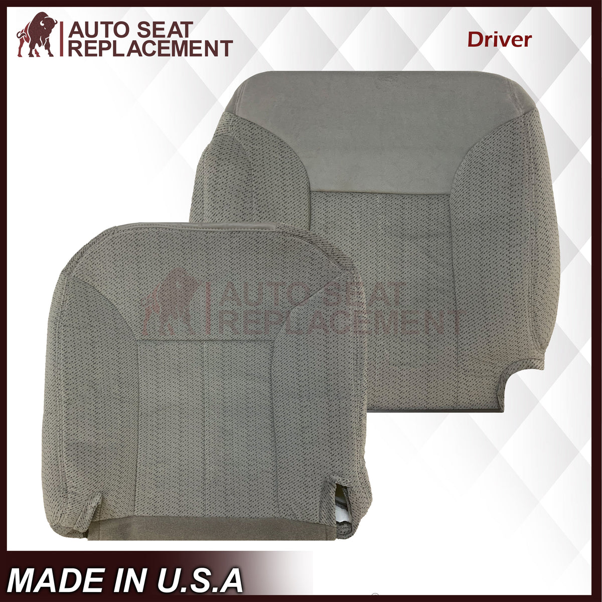 1995 - 1999 Chevy Silverado Tahoe & Suburban Gray Cloth Replacement Front Seat Covers ( Pewter Gray )