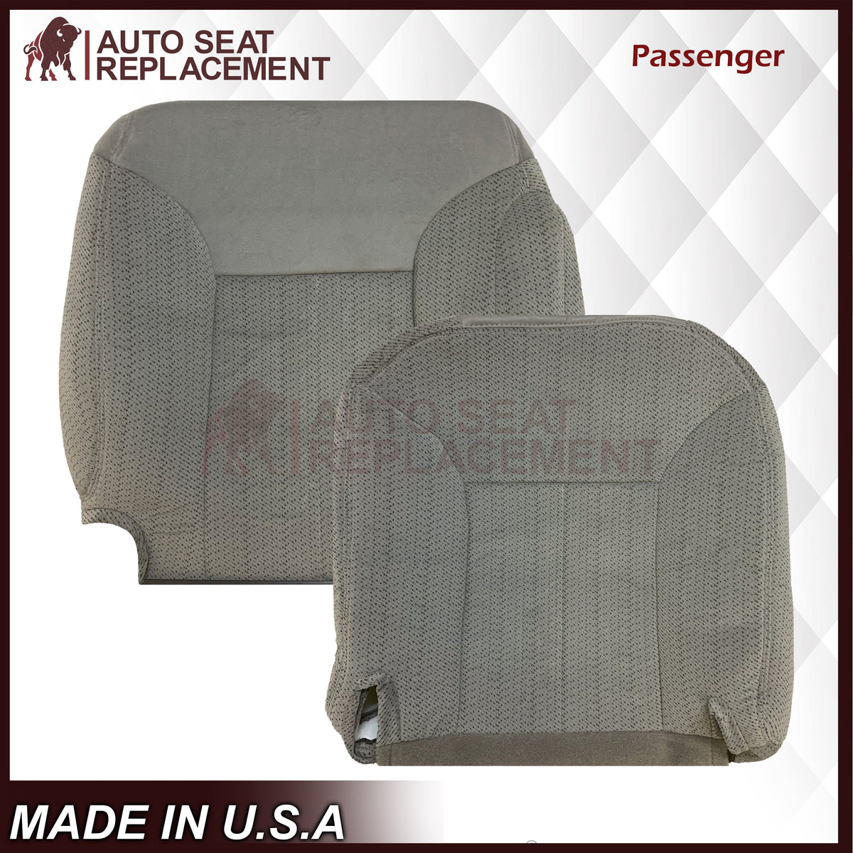 1995 - 1999 Chevy Silverado Tahoe & Suburban Gray Cloth Replacement Front Seat Covers ( Pewter Gray )