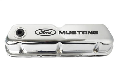 Ford Chrome Steel Valve Cover Set w/Mustang Logo FRD302-100