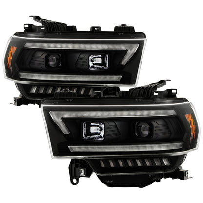 SPYDER 19-22 Dodge Ram 2500 (Halogen Only) Projector Headlights - Black PRO-YD-DR19HDHALSI-SEQ-BK 5088611