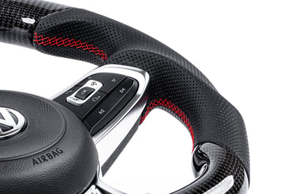 APR Steering Wheel - Carbon Fiber & Perforated Leather
MK7 GTI/GLI Red (For use without Paddles)