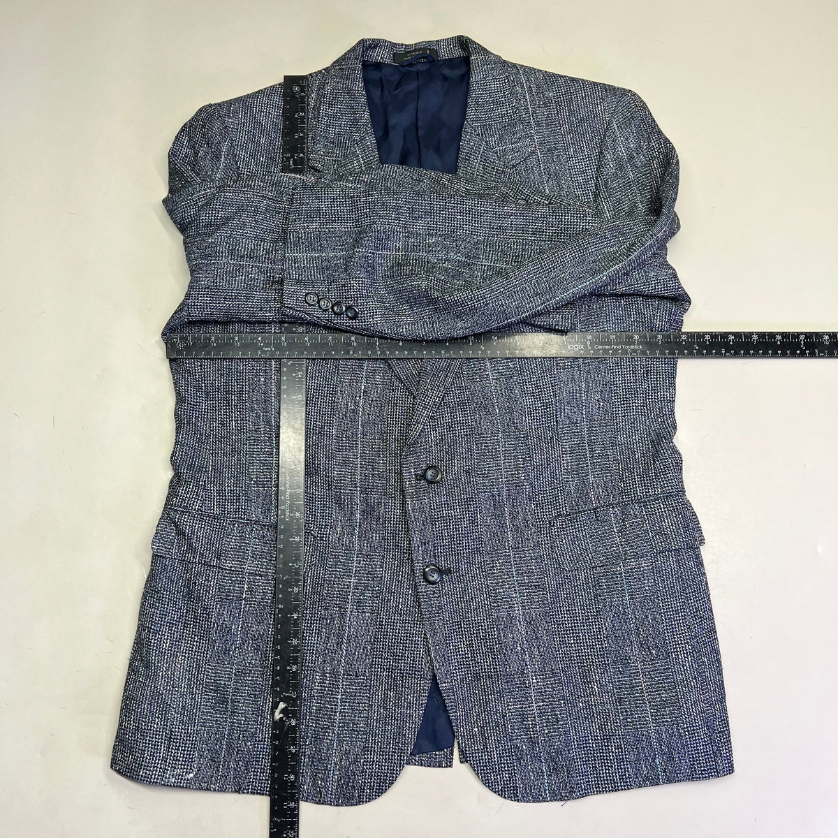 STAFFORD EXECUTIVE 100% Silk Blazer Salt & Pepper  Men's Sz 42R Blue/Black