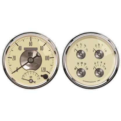 AutoMeter Gauge Kit 2 Pc. Quad & Tach/Speedo 5in. Prestige Antq. Ivory 2004