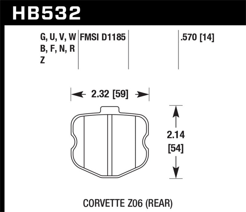 Hawk 06-10 Chevy Corvette (OEM Pad Design) Rear HP+ Street Brake Pads