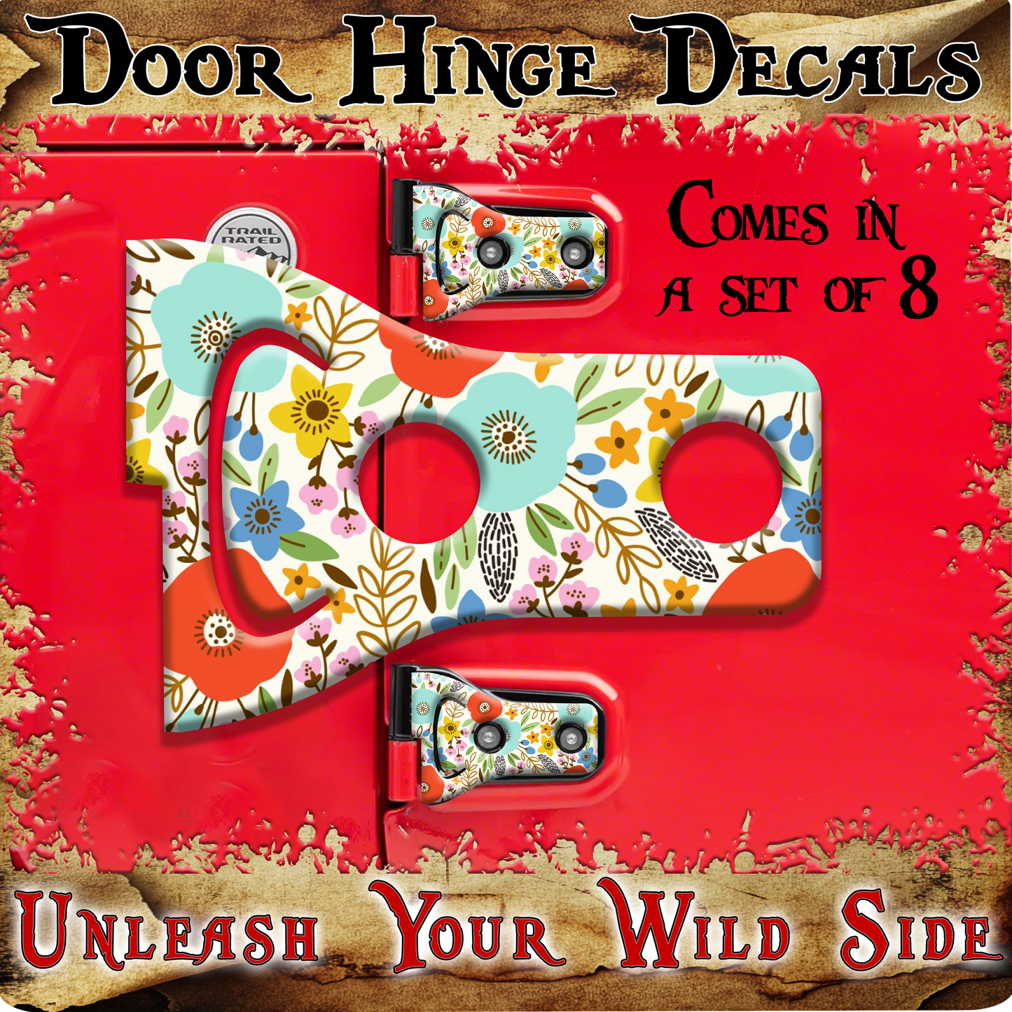 Flowers print Door hinge decals 43
