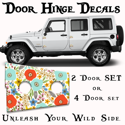 Flowers print Door hinge decals 43