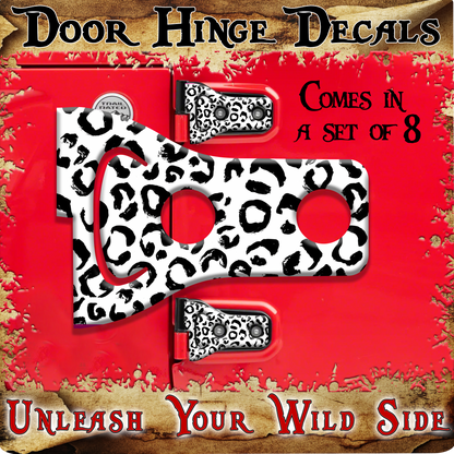 Black and white leopard print Door hinge decals 44