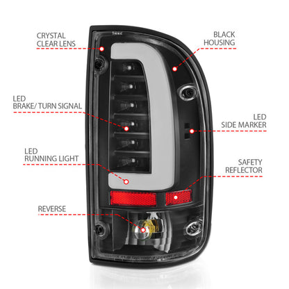 ANZO 95-00 Toyota Tacoma LED Taillights Black Housing Clear Lens (Pair) 311353