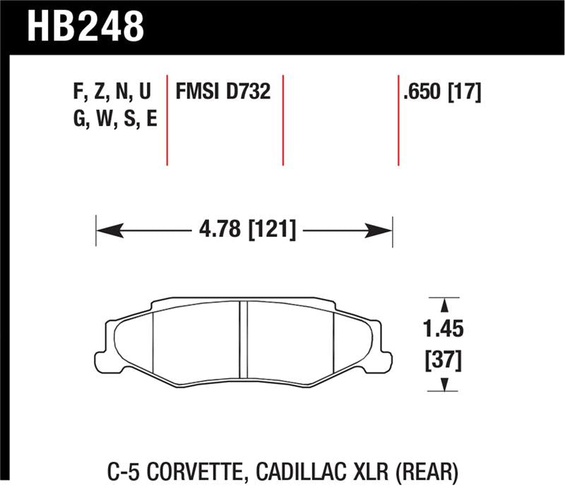 Hawk 97-06 Corvette (incl C5 Z06) Performance Ceramic Street Rear Brake Pads