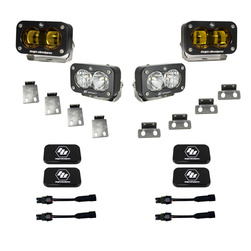 S2 SAE Baja Amber/S2 Sport Fog Pocket Kit Fits 21-On Ford Raptor