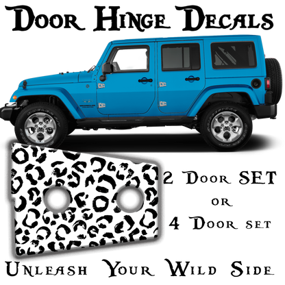 Black and white leopard print Door hinge decals 44
