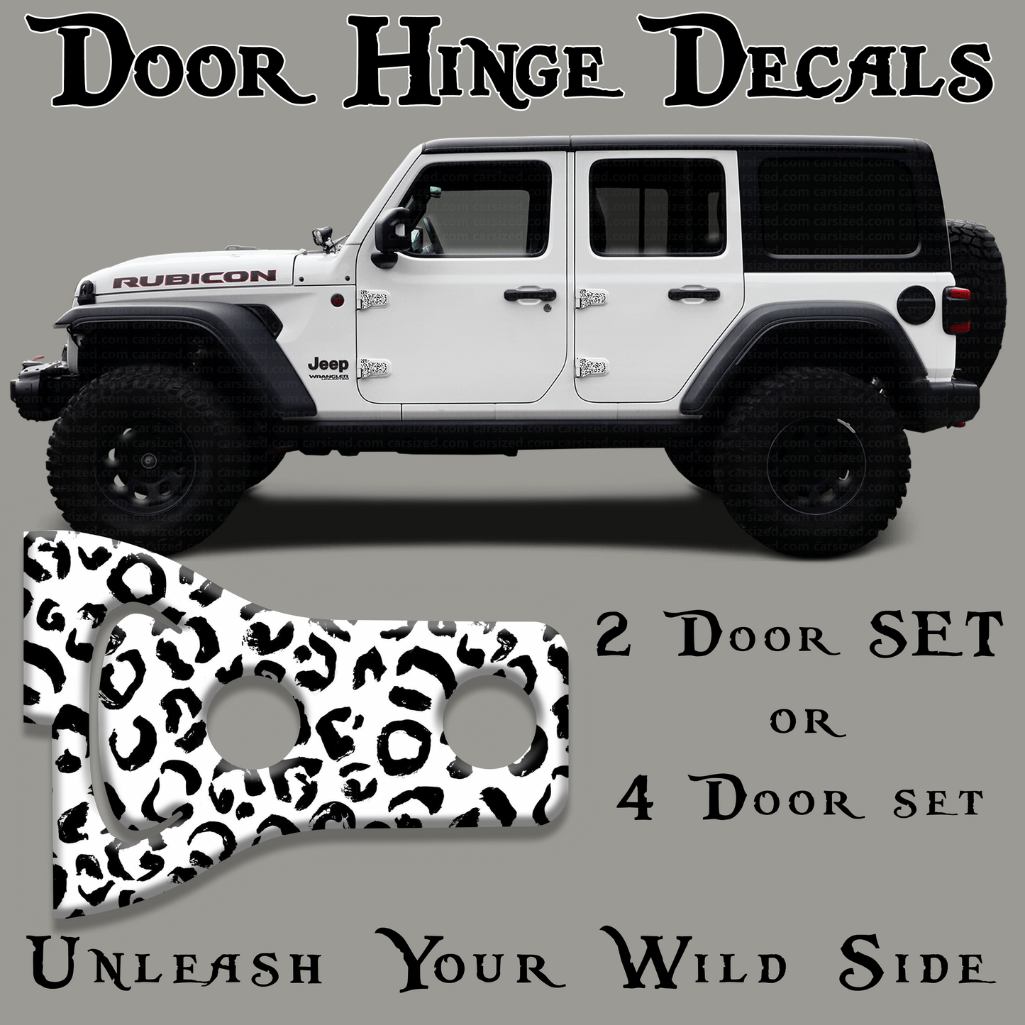 Black and white leopard print Door hinge decals 44