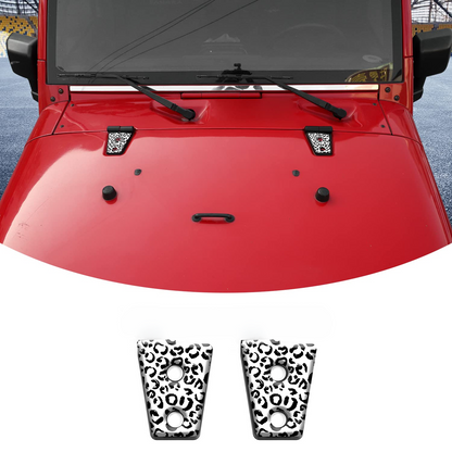 Black and white leopard print hood hinge overlay decals 44