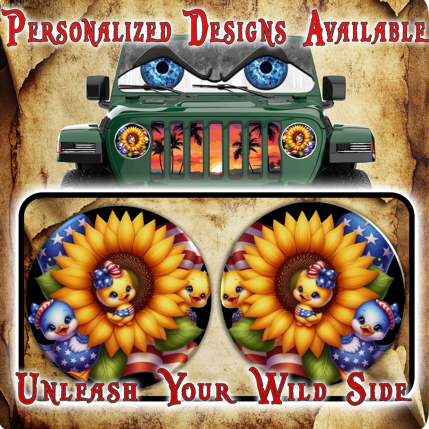 Sunflower Duck for a round headlight decal. 44