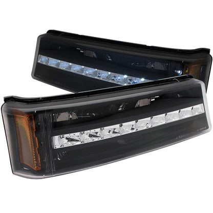 Anzo 2003-2006 Chevrolet Silverado 1500 LED Parking Lights Black w/ Amber R