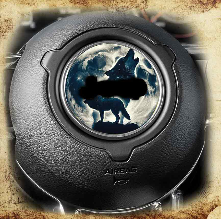 Steering wheel decal Wolf and blue moon 189