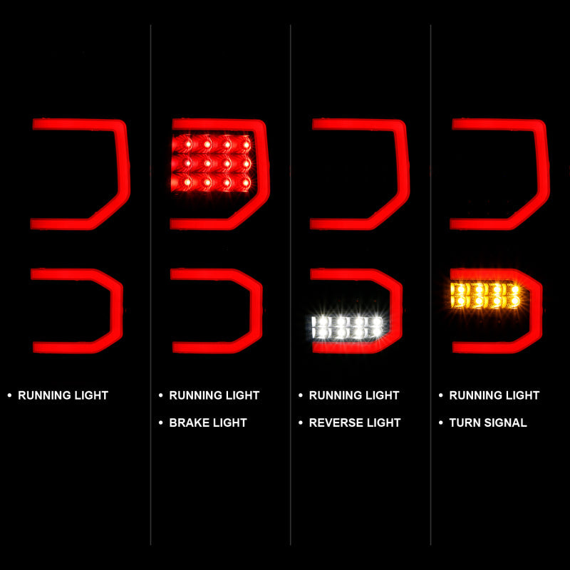 ANZO 2007-2013 Toyota Tundra LED Taillights Plank Style Black w/Smoke Lens 311337