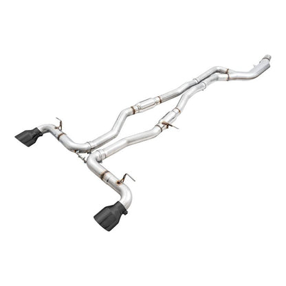 AWE 2020+ Toyota Supra A90 Resonated Track Edition Exhaust - 5in Diamond Black Tips